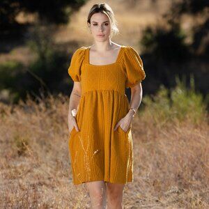 Cable knit mini dress- Stretchy , back ribbon tie